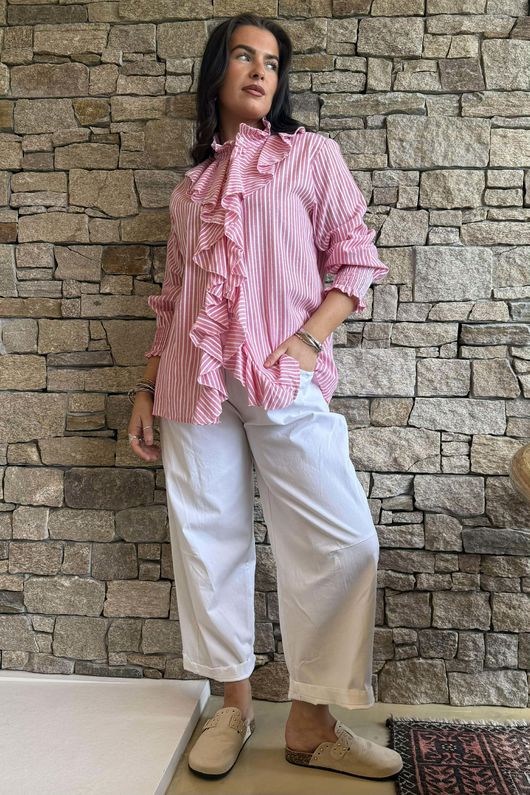 Nantucket Ruffle Blouse Soft Red